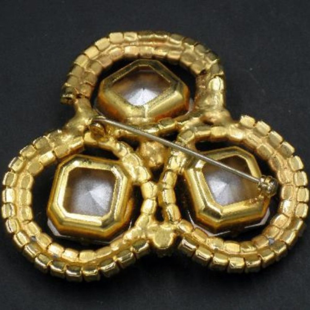 Vintage Square Rivoli & AB Rhinestone Brooch - Picture 3 of 3